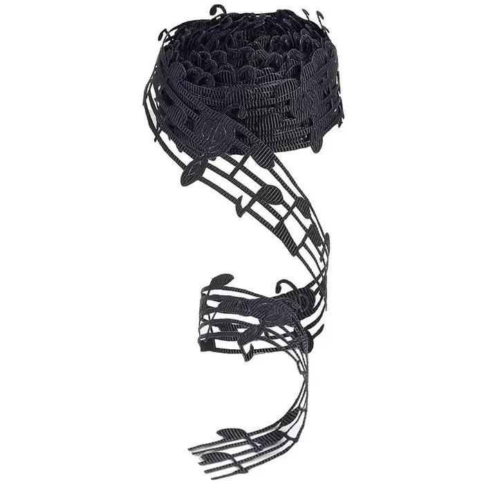 Ruban en polyester ajouré motif notes de musique, 3 yards, 30 mm (1,1 pouce), pour accessoires de vê