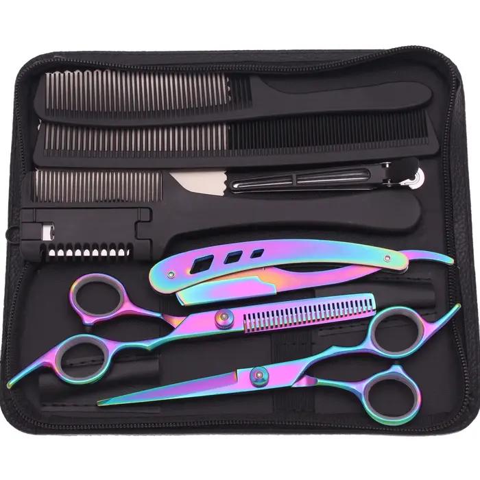 Ciseaux de coiffure ciseaux à cheveux noir-or professionnel 6 "JP ciseaux amincissants en acier inox