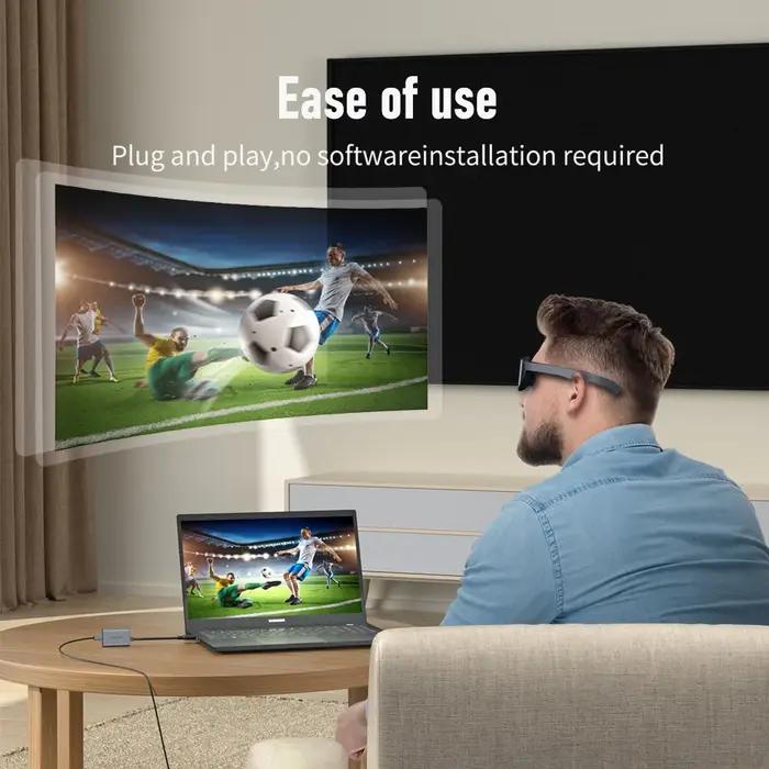 Lemorele Adaptateur HDMI vers TYPE-C 4K 60HZ USB-c Adaptateur vidéo portable pour XREAL Nreal Air Ro