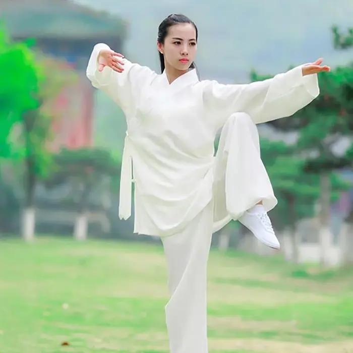 Ensemble de vêtements en coton et lin de haute qualité pour hommes et femmes, costume Tai Chi, vêtem