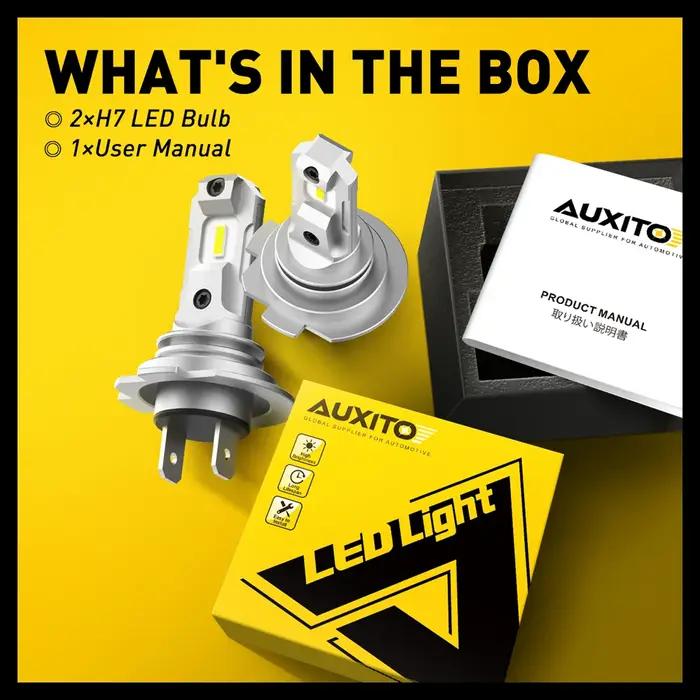 AUXITO 2 pièces H7 LED ampoules de phares Mini taille sans ventilateur sans fil pour phare de voitur
