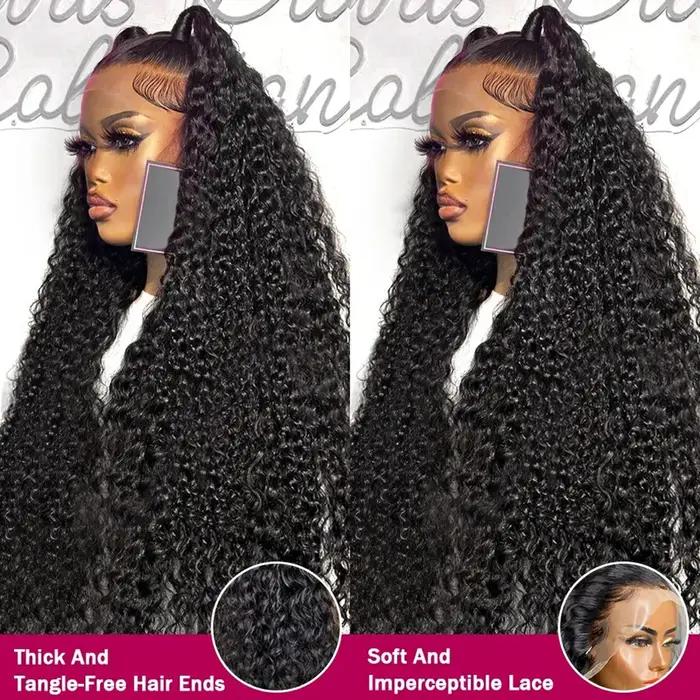 Perruque Lace Front Wig Brésilienne Naturelle, Cheveux Bouclés, Deep Wave, 13x4, 13x6, HD, Densité 2