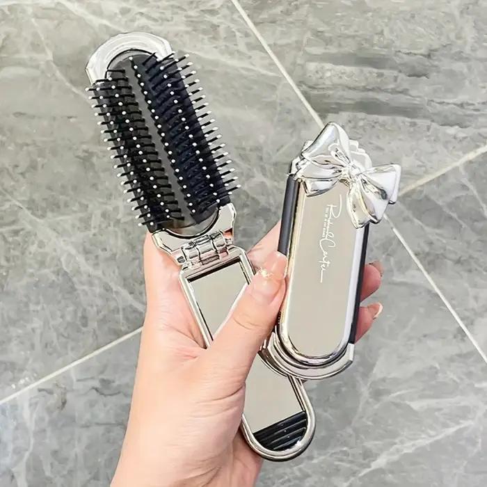 Mini brosse à cheveux pliante et élégante pour femmes, 1 pièce, poils en caoutchouc pour tous les Ty