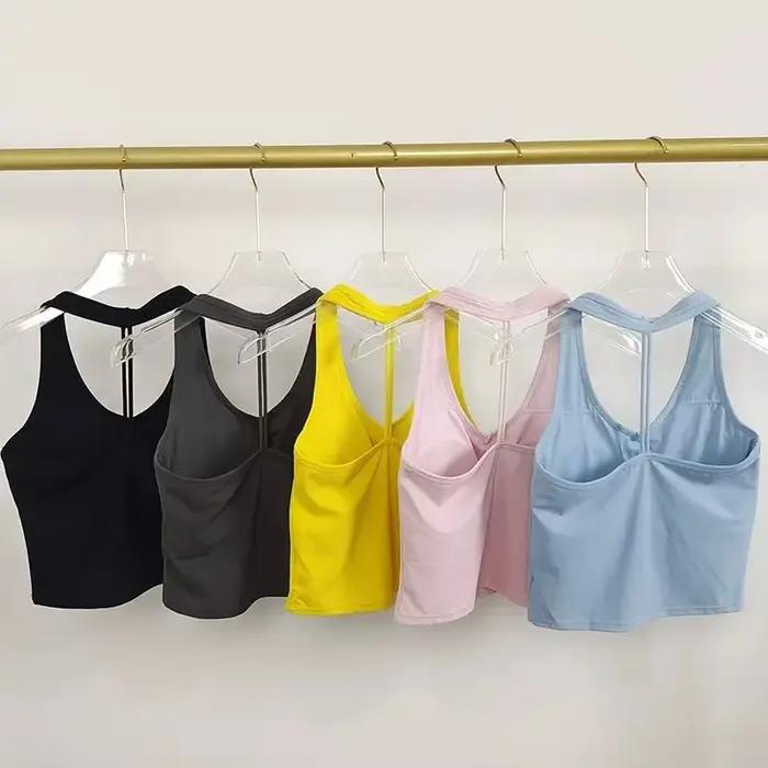 Gilet de sport de Yoga pour femmes, col en v, Design suspendu au dos, course en plein air, entraînem