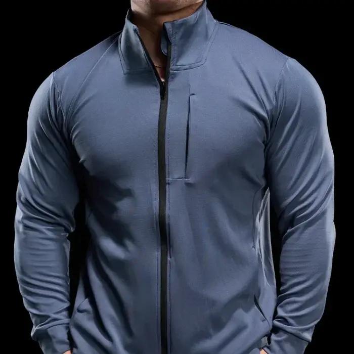Veste de sport à fermeture éclair pour homme, sweat-shirt de fitness à séchage rapide, vestes de cou