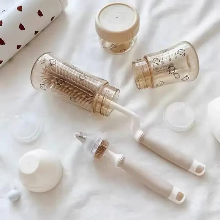 Coréen Ins nouveau-né bouteille mamelon brosse bébé spécial à Long manche brosse de nettoyage Silico