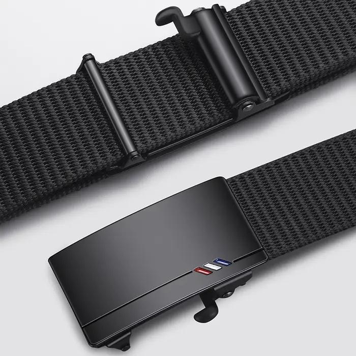 Ceinture en toile tissée pour hommes, 2 pièces, boucle automatique, ceinture décontractée, douce et