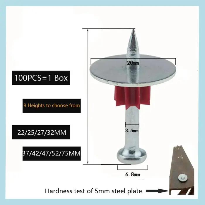 100 pièces clous en ciment clous en acier clous fixes pour pistolet à ongles clous spéciaux avec joi