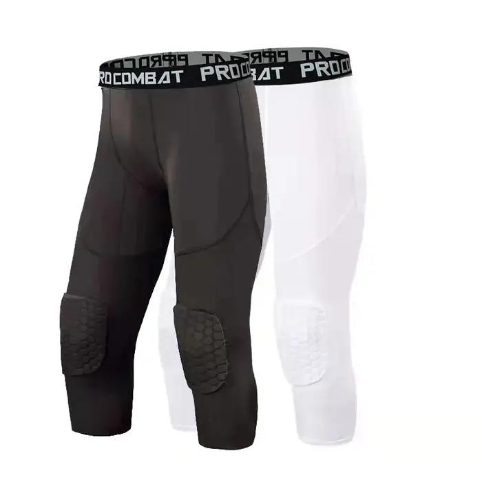 Pantalon court rembourré pour hommes, jogging, Compression élastique, survêtement, Football, basket-