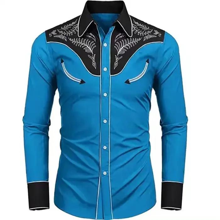 Chemise à manches longues ethnique tribal pour hommes, revers boutonné, mode décontractée, simple, f