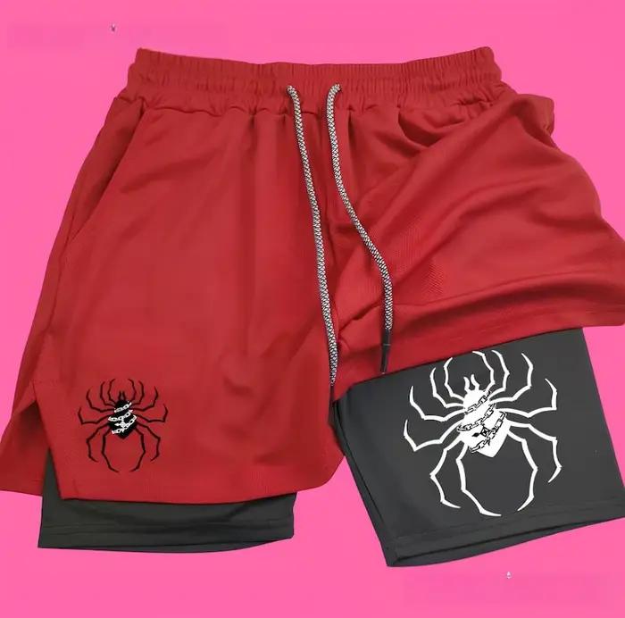 Short de sport décontracté 2 en 1 pour hommes et femmes, short d'anime Spider Gym HxH, short de Fitn