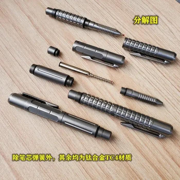 Stylo Tactique EDC Titane - Outil Multifonction Portable Écriture Professionnelle Extérieur