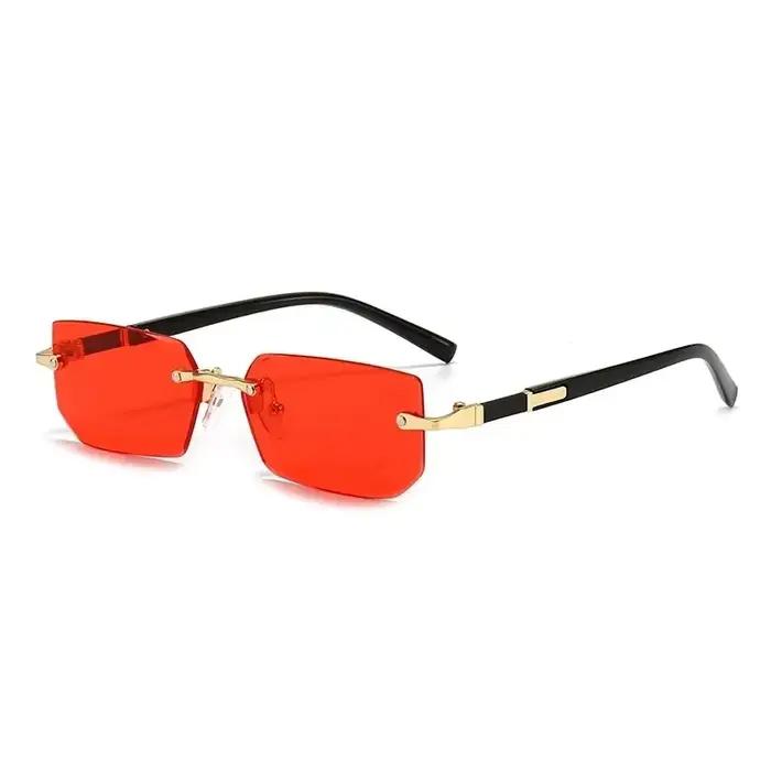 Lunettes de soleil sans bords rectangulaires, mode populaire pour femmes et hommes, petites lunettes