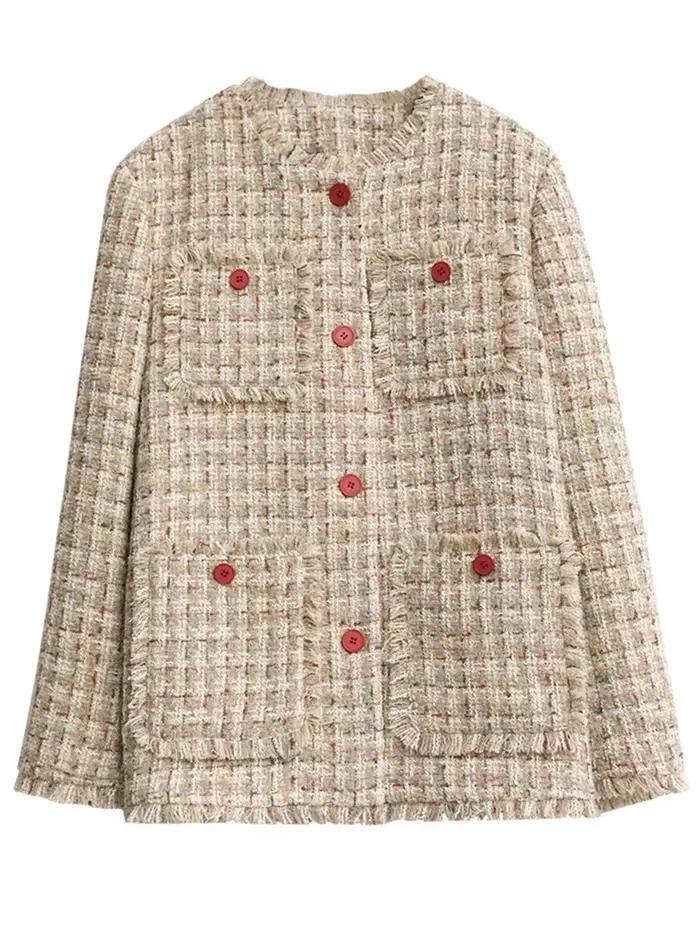 CHIC VEN-Manteau à simple boutonnage pour femme, veste rétro adt, design à bord effiloché, haut fémi
