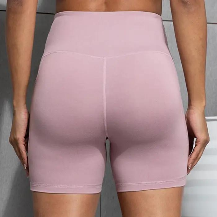 Femmes Shorts avec poches Sexy bout à bout Fitness collants de cyclisme mince couleur unie taille ha