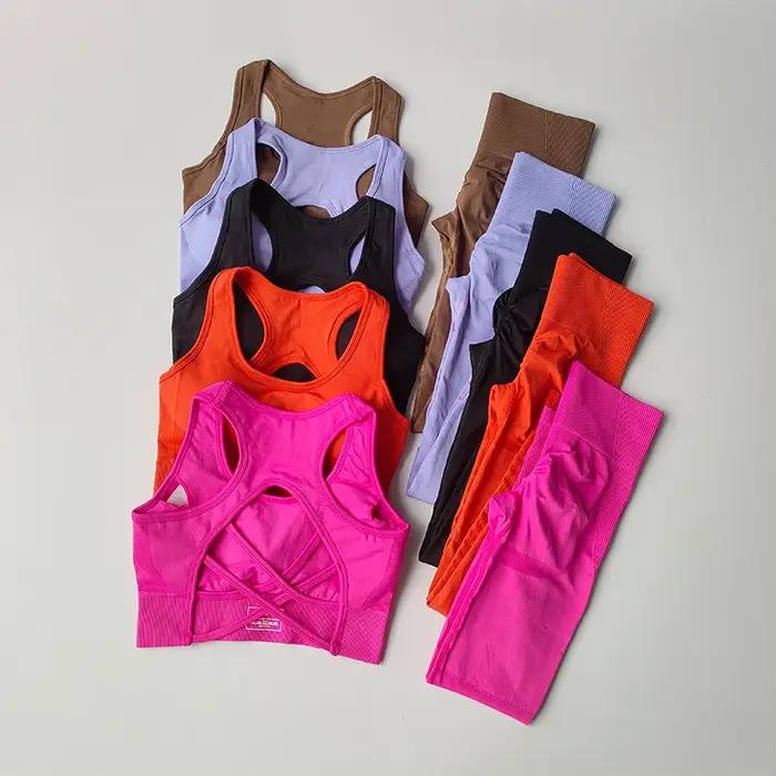 Ensemble sport femme 2 pièces débardeur leggings yoga fitness course résistant aux chocs