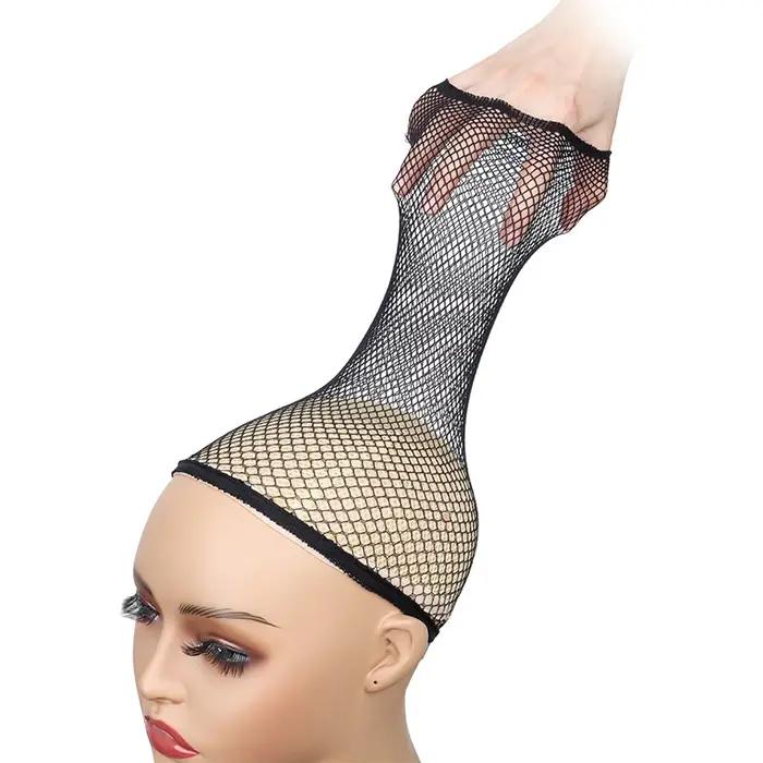 Filet à cheveux noir en maille extensible, dôme tissé, chapeau, filet de perruque, casquette en mail