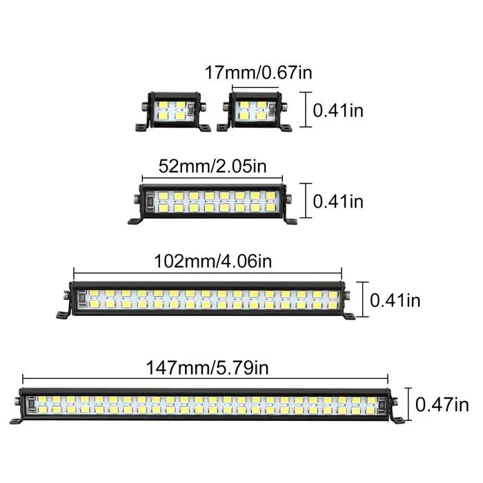 INJORA barre lumineuse 17/52/102/147mm pour voiture sur chenilles 1/10 RC Axial SCX10 90046 TRX-4 TA