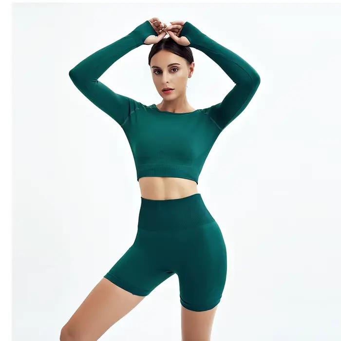 Ensemble yoga sans couture WAREBALL pour femmes - Fitness sport soutien-gorge leggings survêtement