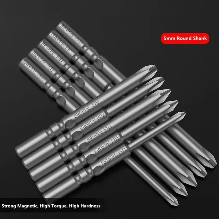 BROPPE 801 Phillips tournevis électrique embout S2 acier allié 5mm tige ronde forte embout de tourne