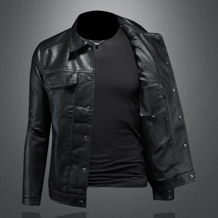 2024 Automne et Hiver Nouveau Hommes De Mode Beau avec Solide document Boutique Revers Moto Manteau