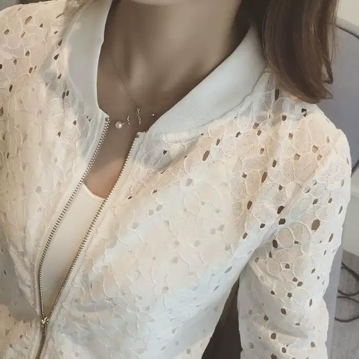Veste de Sport ajourée en dentelle de coton pour femmes, manches longues, protection solaire fine, v