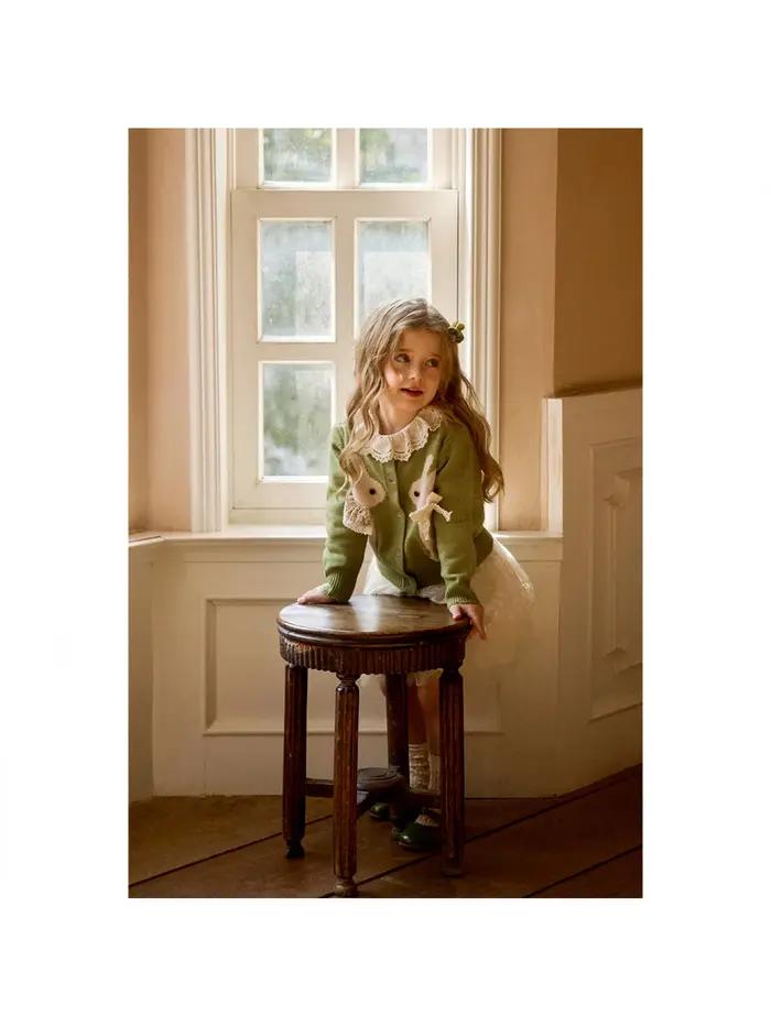 Veste Cardigan tricotée en Jacquard pour filles, vêtements d'automne pour enfants, Cardigan tricoté
