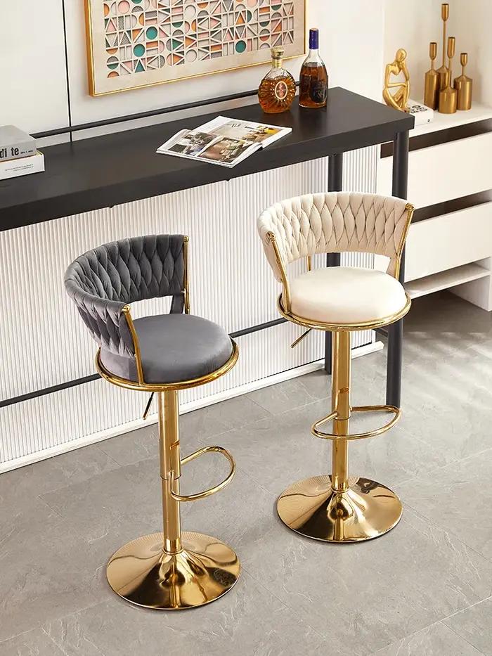 Chaise de bar pivotante et réglable en hauteur, tabouret haut, mobilier nordique, dossier, tabouret