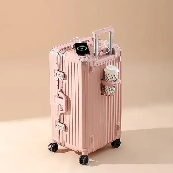 Ensemble de bagages durables de grande capacité pour hommes, valise avec chargeur USB, bagage à main