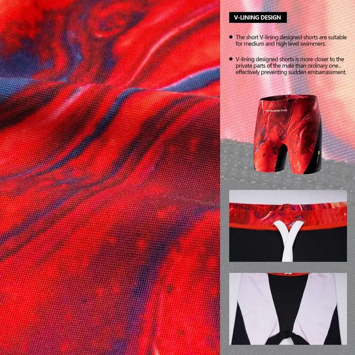 MY KILOMETRE Pour des hommes jambe carrée athlétique Jammers de natation Rouge lave Durable Formatio