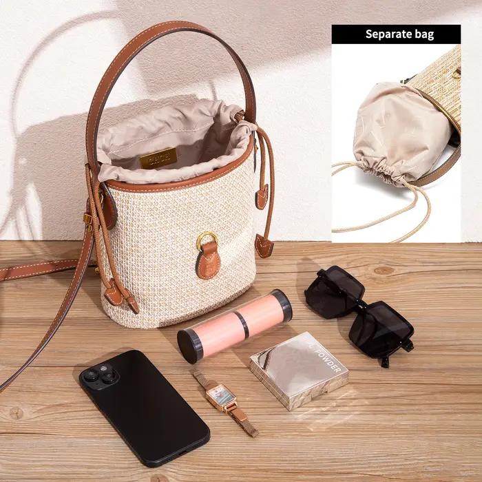 CHCH sac à bandoulière pour femme été nouveau PP herbe tissé sac à main sac de téléphone de vacances