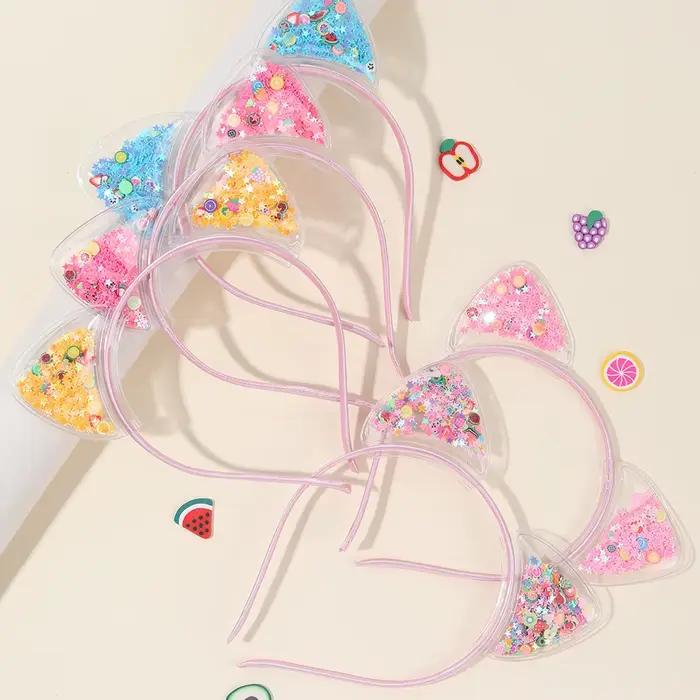 5 pièces chat oreille bandeau mignon étoile brillant paillettes bandeaux doux PVC oreille princesse