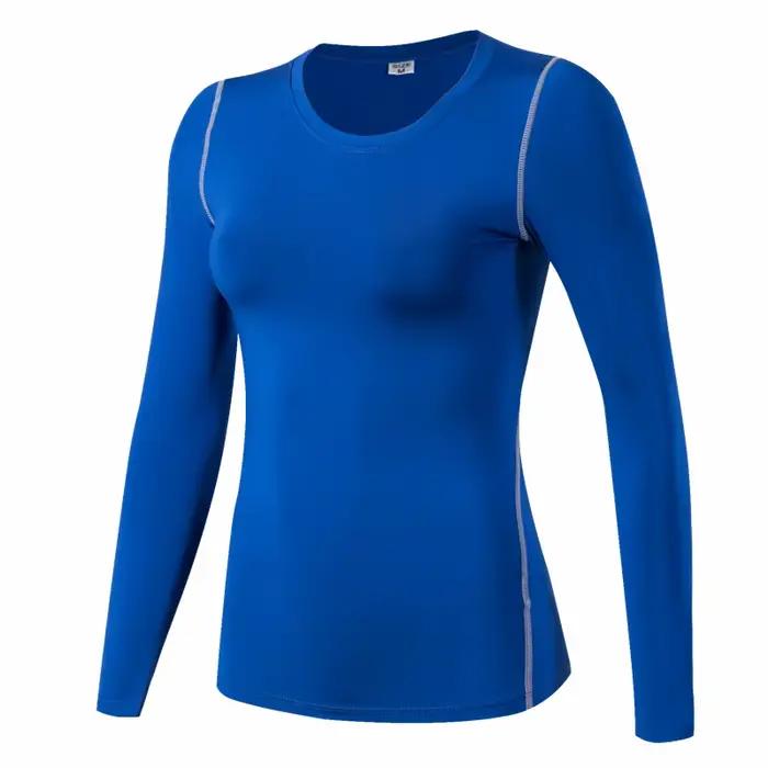 Couche de Base Fitness Sport chemise séchage rapide femmes manches longues haut Gym jogging dame T-s