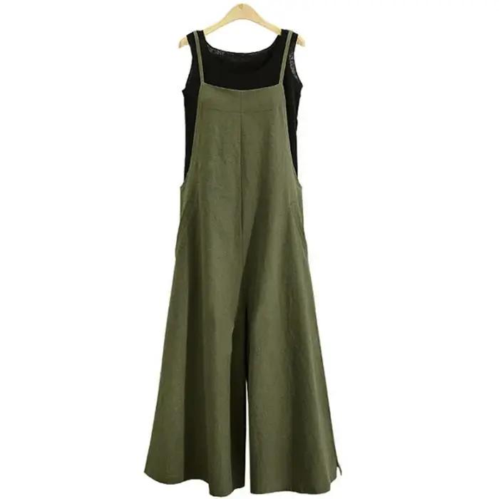 Combinaison à bretelles pour femmes, couleur unie, pantalon à jambes larges, salopette à bretelles,