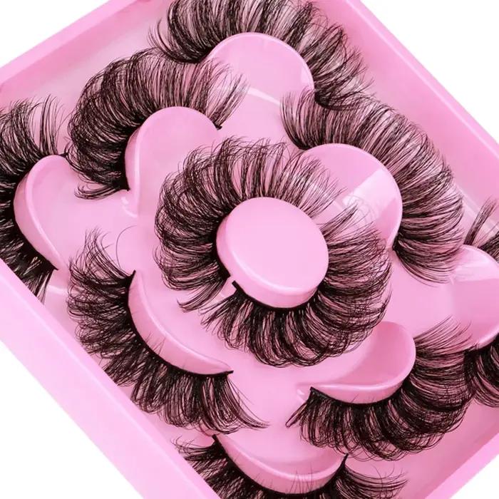 5 paires de cils en bande russe cils de vison moelleux 3D faux cils Volume russe cils faux cils Exte