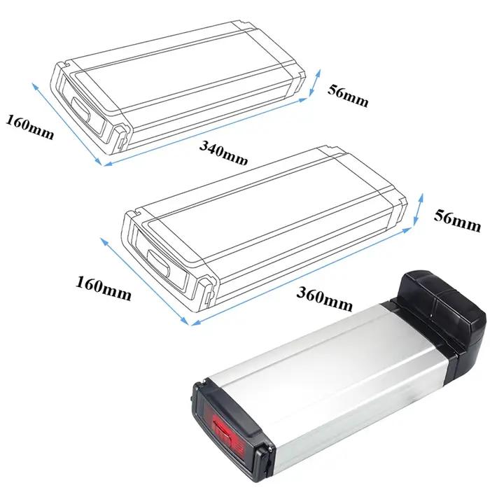 Batterie de vélo électrique arrière 24V 13Ah 15Ah 17.5Ah 20Ah avec chargeur 2A et BMS 20A