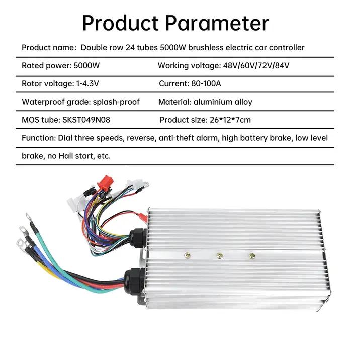 Contrôleur de moteur à courant continu sans balais intelligent pour vélo électrique 5000W 48V 60V 72V 84V double tube MOS accessoires pour scooter électrique conducteur de vélo électrique occassions spéciales