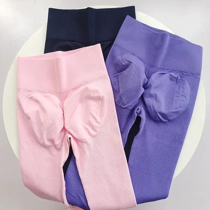 Leggings de yoga côtelés pour femme, collection automne-hiver, taille haute, épaissis, effet push-up