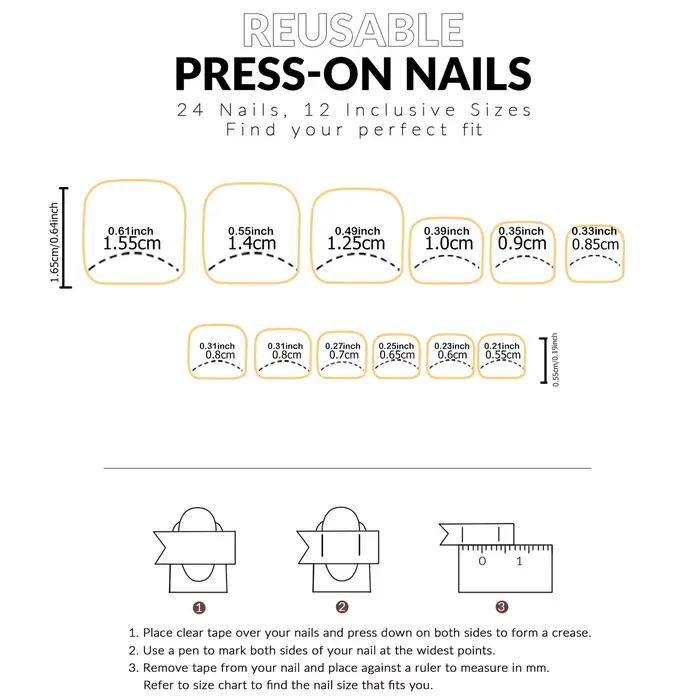 Ongles de Type presse 48 pièces, faux ongles carrés et de presse de taille moyenne, faux ongles poin