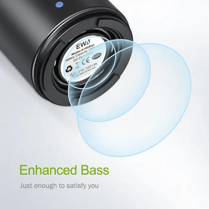 EWA A106Max haut-parleurs Bluetooth plus profonds basses 8W HD Volume sonore sans fil Bluetooth 5.0,