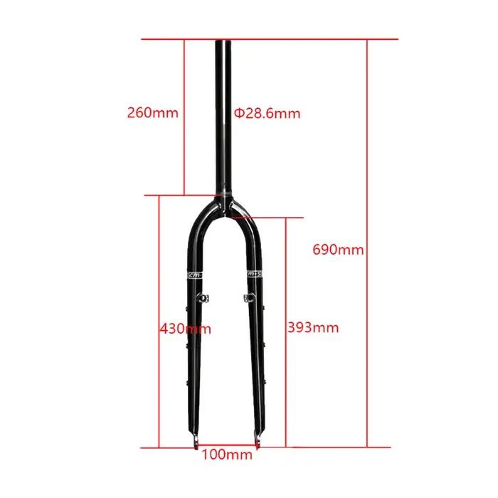 26/27.5ER DARKROCK CM-5 cr-mo Steels fourche avant 28.6mm disque et V frein vtt fourche rigide pièce