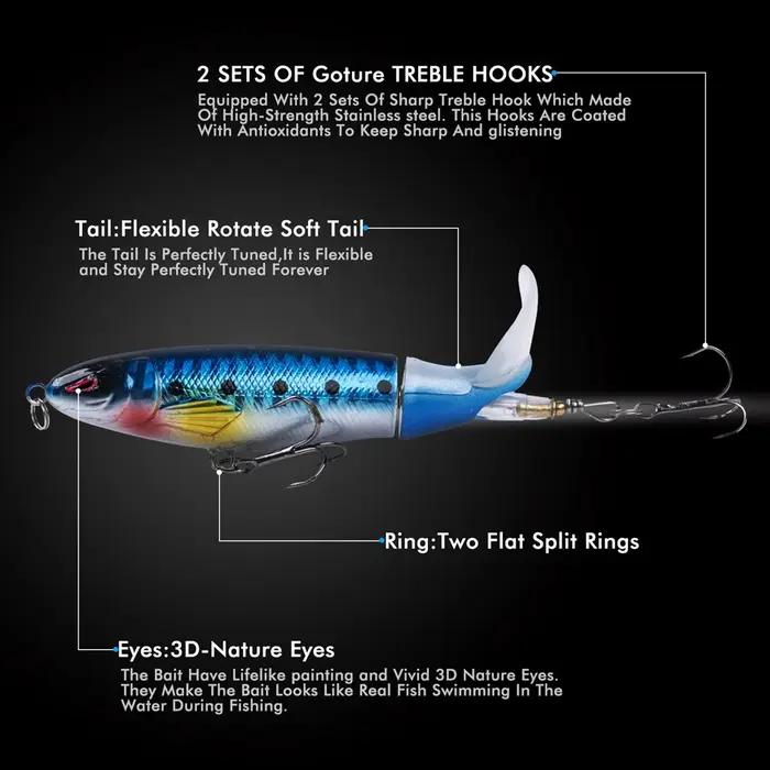 Goture Whopper Popper 10 cm/11 cm/14 cm Topwater leurre de pêche Blowups brochet appâts queue rotati