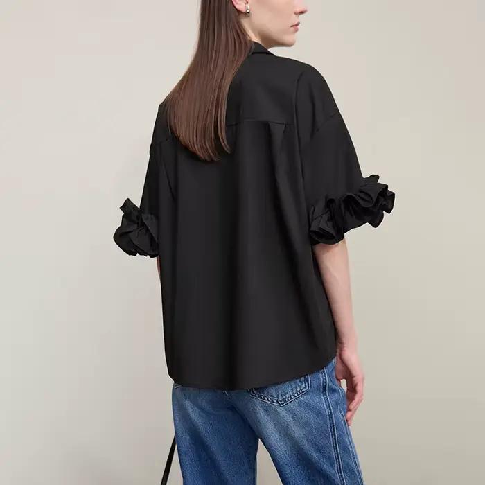 Chemisier Amii en coton pour femme, nouvelle collection été 2026, col à revers, épaules tombantes, c