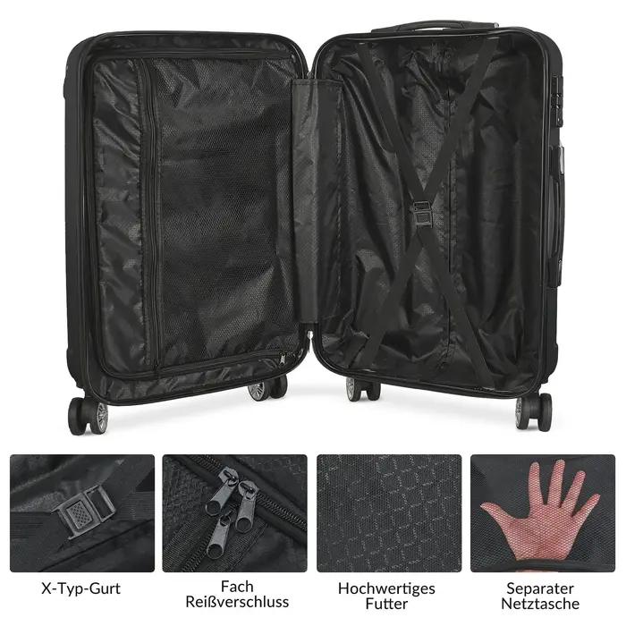 Set de 3 valises rigides ABS, bagage cabine, trolley voyage, 4 roues 360°, M 20'' L 24'' XL 28'', se