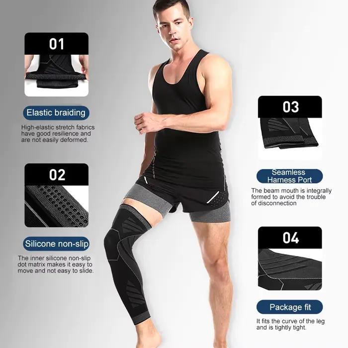 Manchon de Compression de jambe complète, 1 pièce, genouillère de soutien, protecteur pour haltéroph