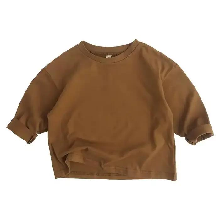 T-shirt en coton à manches longues pour enfants, haut à la mode pour garçons et filles, vêtements po