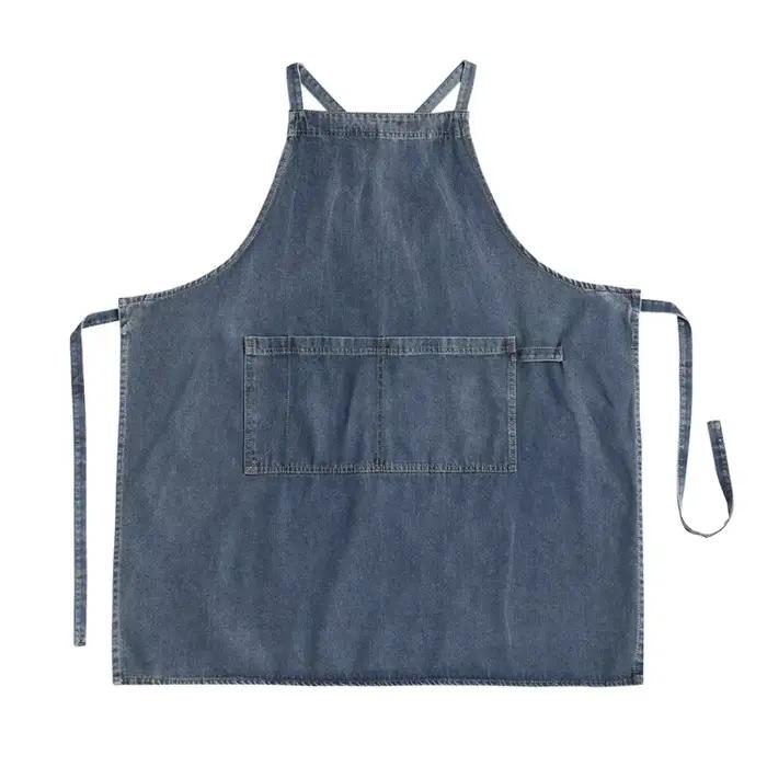 Tablier en Denim coton toile coréenne antisalissure nettoyage à domicile cuisine vêtements de travai