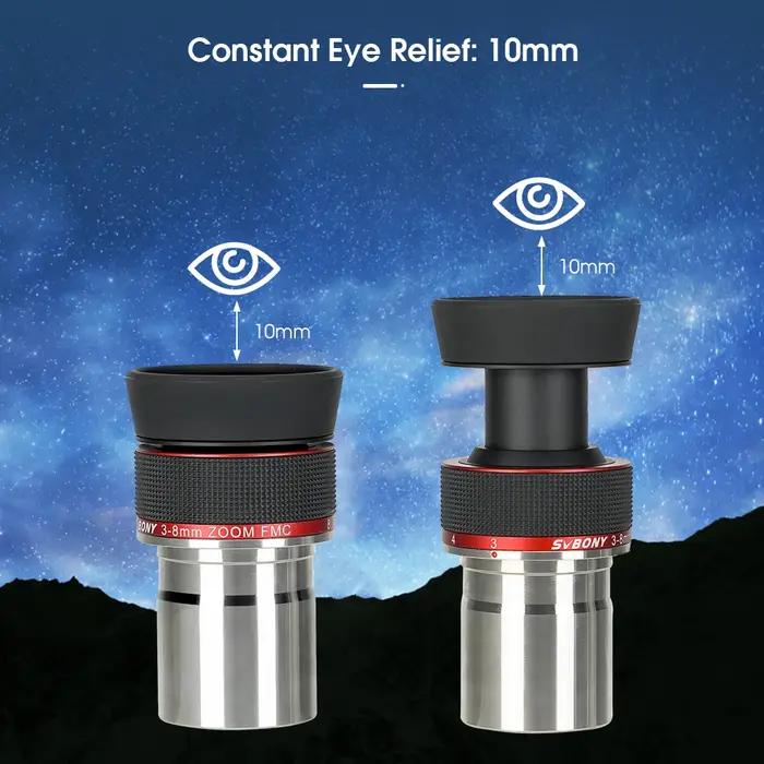 Svbony Oculaire zoom Svbony SV215, 1,25 pouce 3-8 mm, avec conception parfocale, accessoire pour tél
