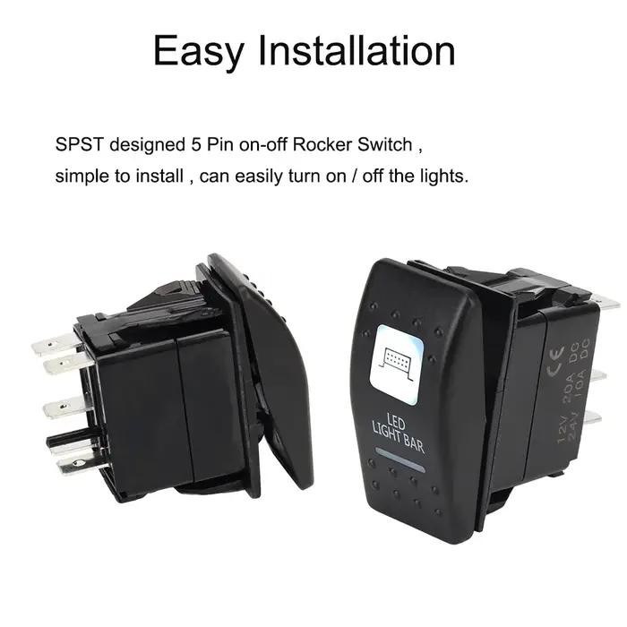 Interrupteur à bascule de lumière de voiture 24V 12V, boutons de feux avant arrière LED, accessoires
