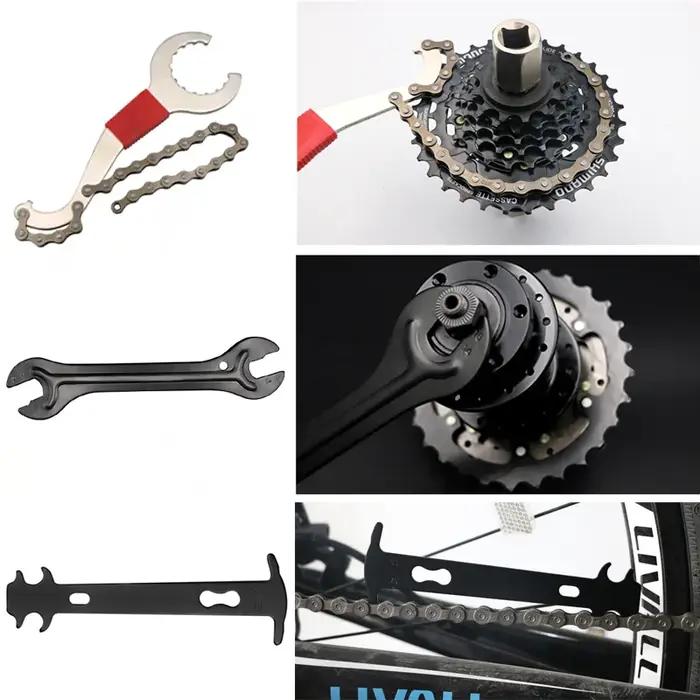 Kit d'outils de réparation de vélo déchaîneur extracteur de manivelle règle de mesure chaîne VTT outil démontage pignon réparation cyclismeextérieur